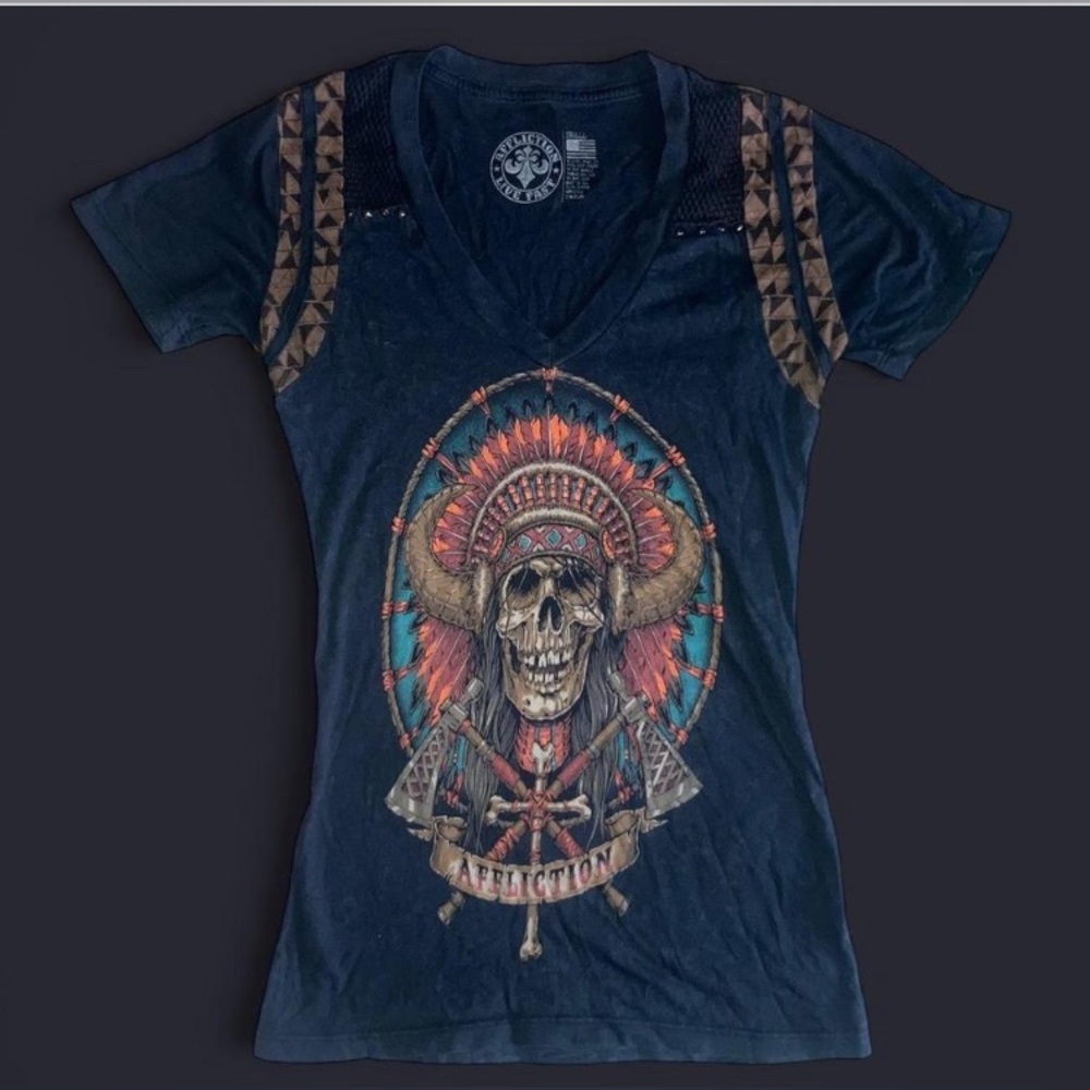 Affliction Women's Skull Print Graphic Tee